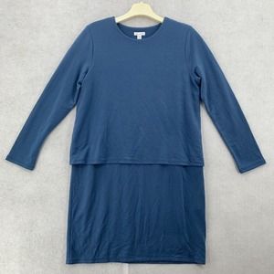Pure J Jill Blue Layered‎ Luxe Tencel Long Sleeve Shirt Dress Size Small